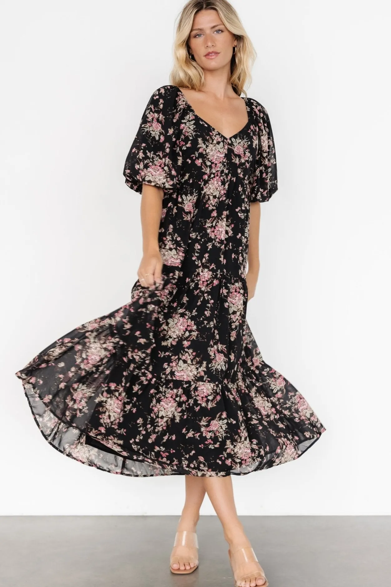 Fashion Baltic Born Evelette Dress | Black + Mauve Floral Black+MauveFloral