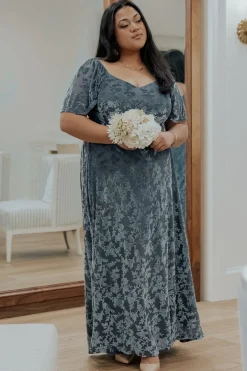 Online Baltic Born Everley Velvet Maxi Dress | Dusty Blue DustyBlue