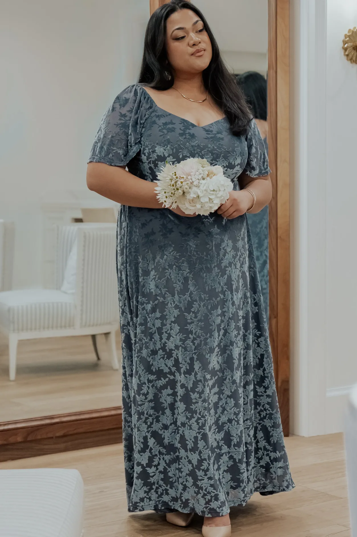 Online Baltic Born Everley Velvet Maxi Dress | Dusty Blue DustyBlue