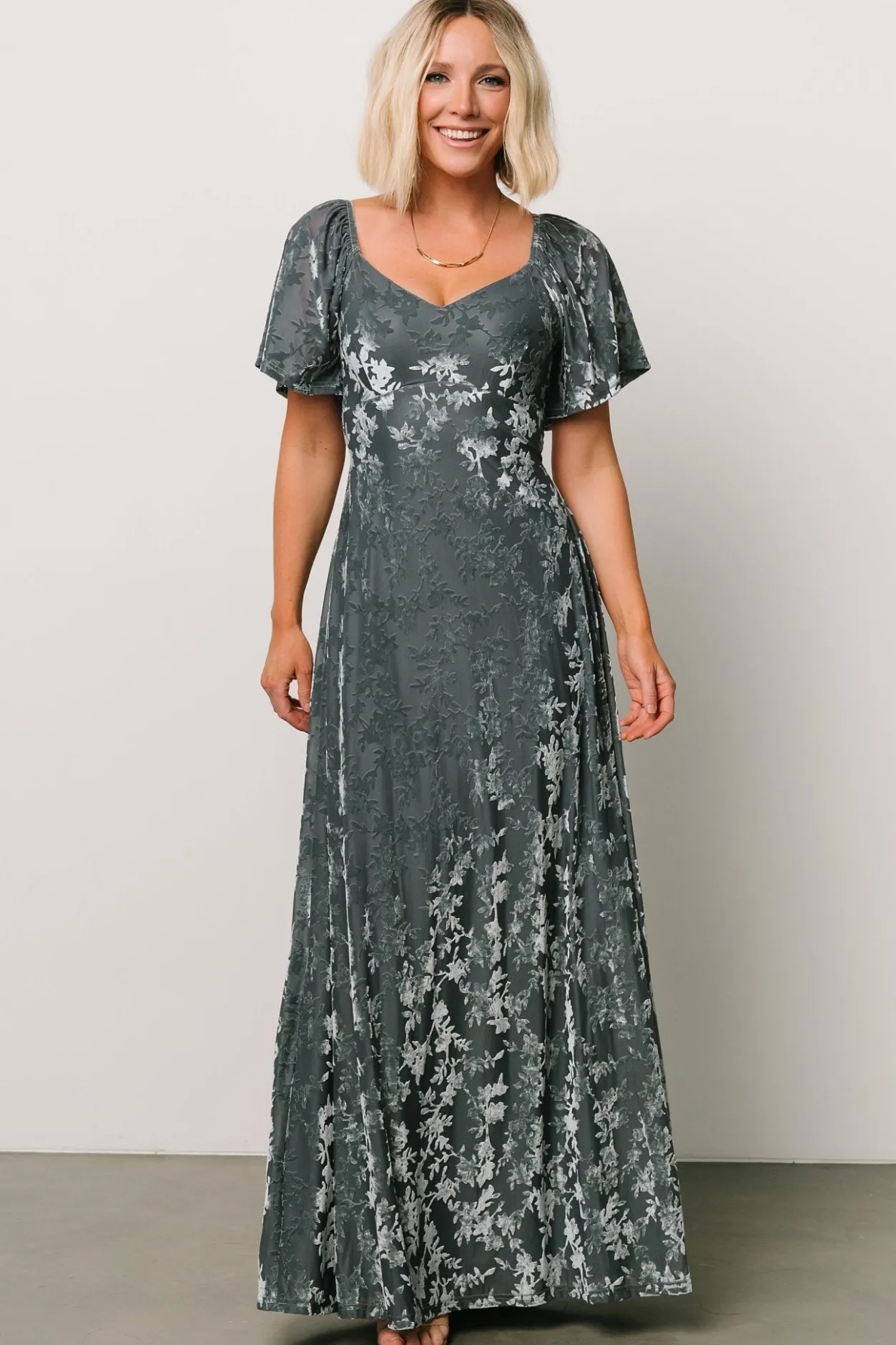 Online Baltic Born Everley Velvet Maxi Dress | Dusty Blue DustyBlue