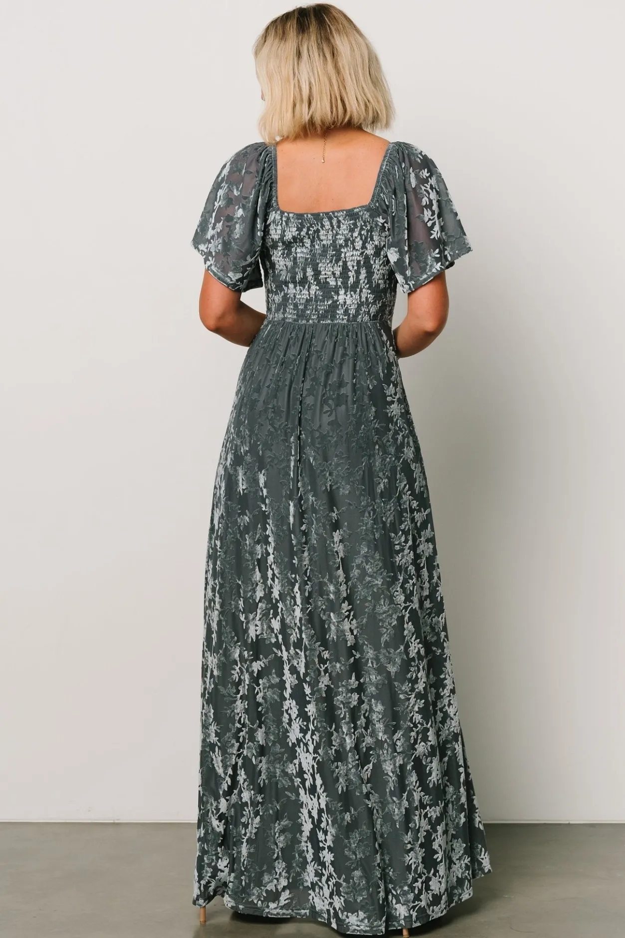 Online Baltic Born Everley Velvet Maxi Dress | Dusty Blue DustyBlue