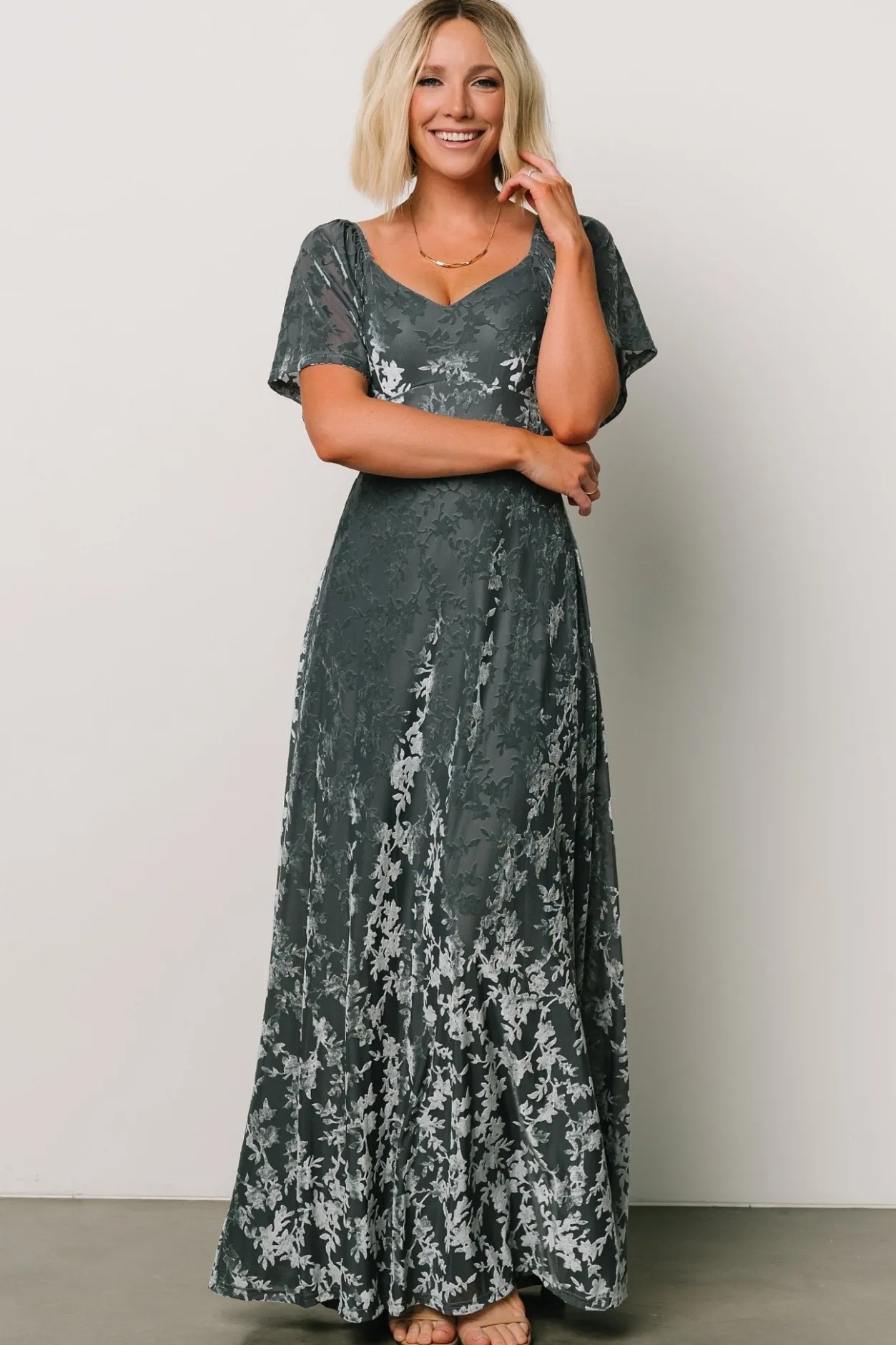 Online Baltic Born Everley Velvet Maxi Dress | Dusty Blue DustyBlue