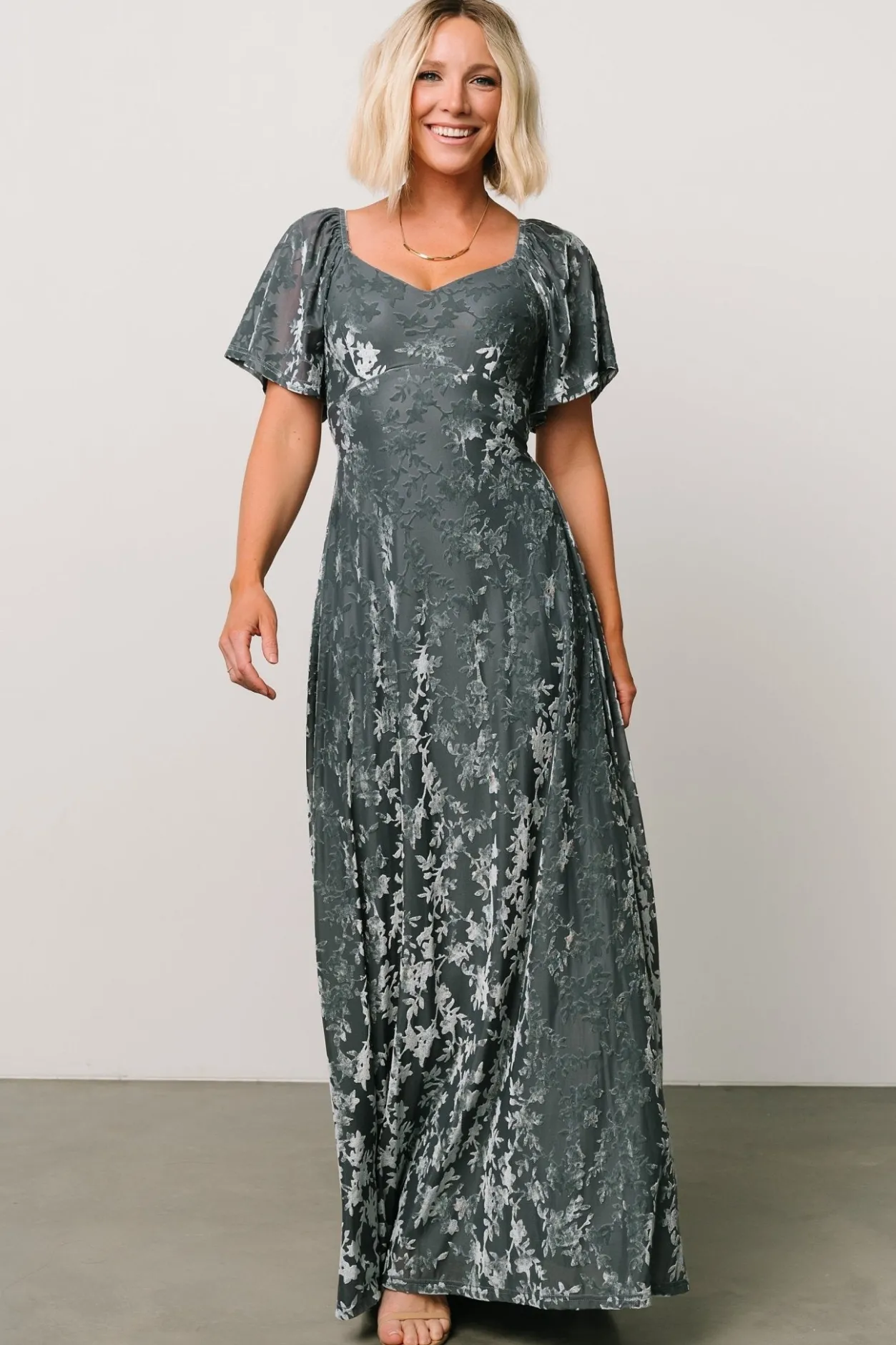 Online Baltic Born Everley Velvet Maxi Dress | Dusty Blue DustyBlue
