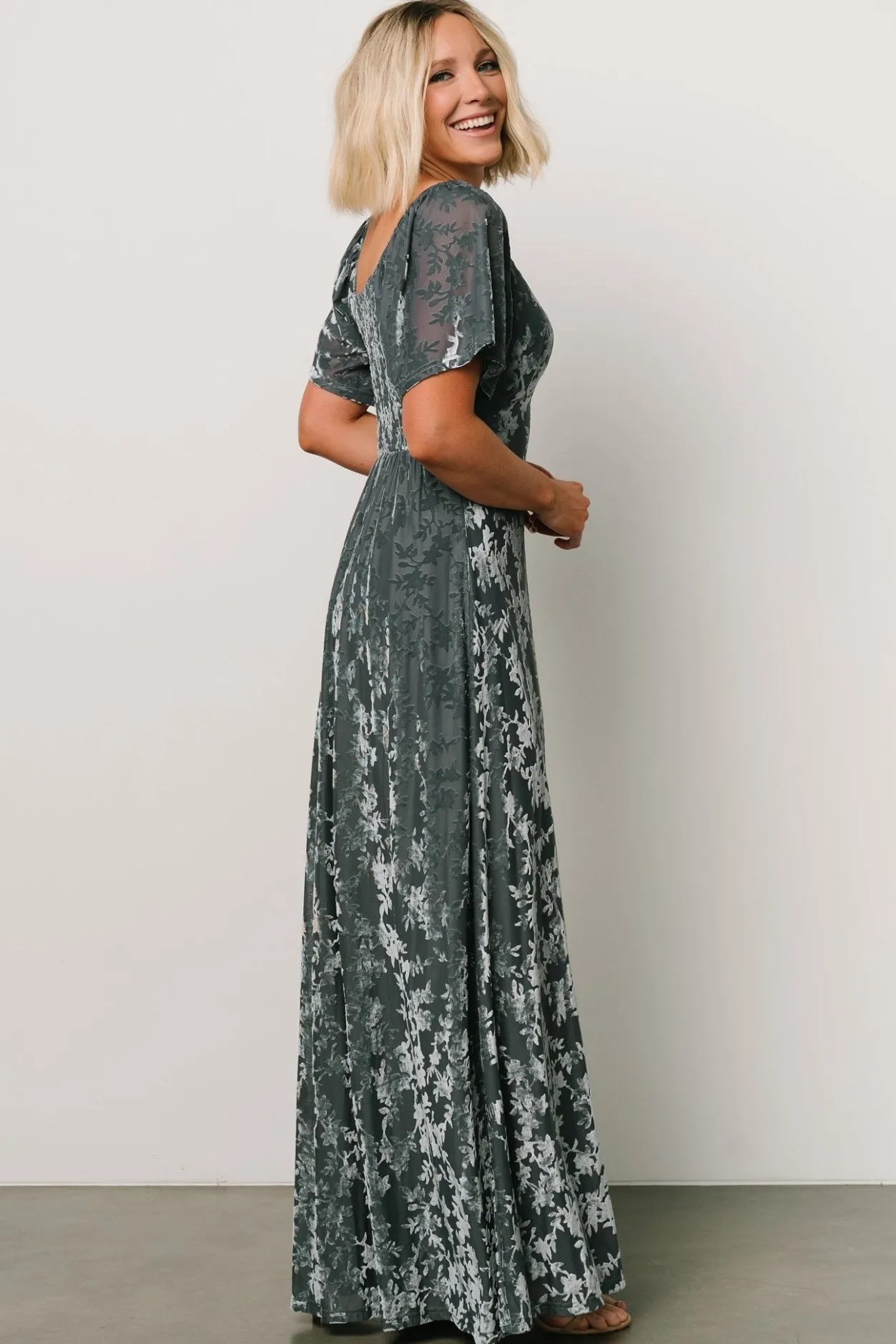 Online Baltic Born Everley Velvet Maxi Dress | Dusty Blue DustyBlue