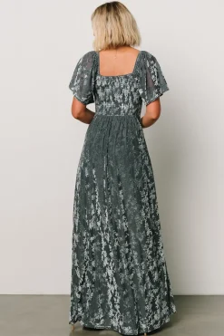 Online Baltic Born Everley Velvet Maxi Dress | Dusty Blue DustyBlue