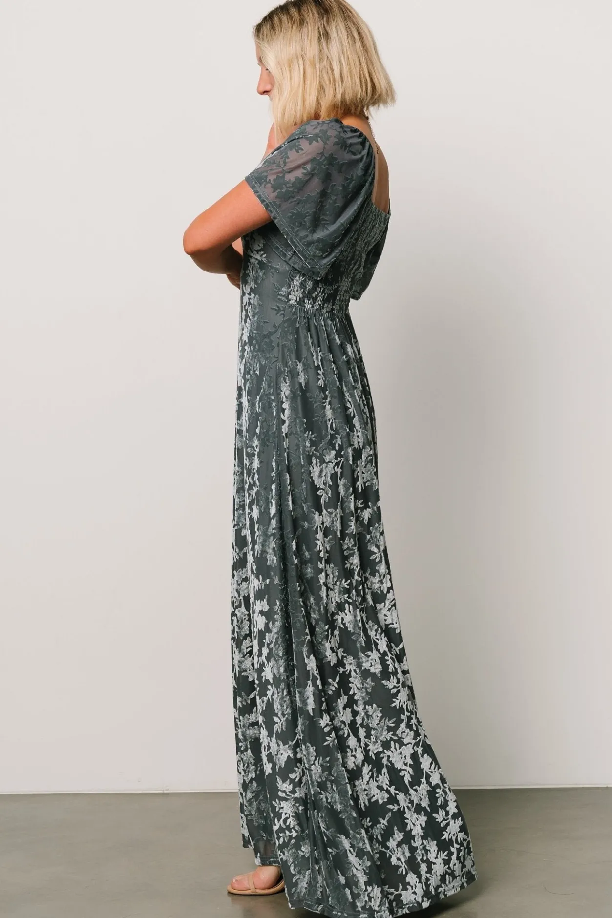 Online Baltic Born Everley Velvet Maxi Dress | Dusty Blue DustyBlue