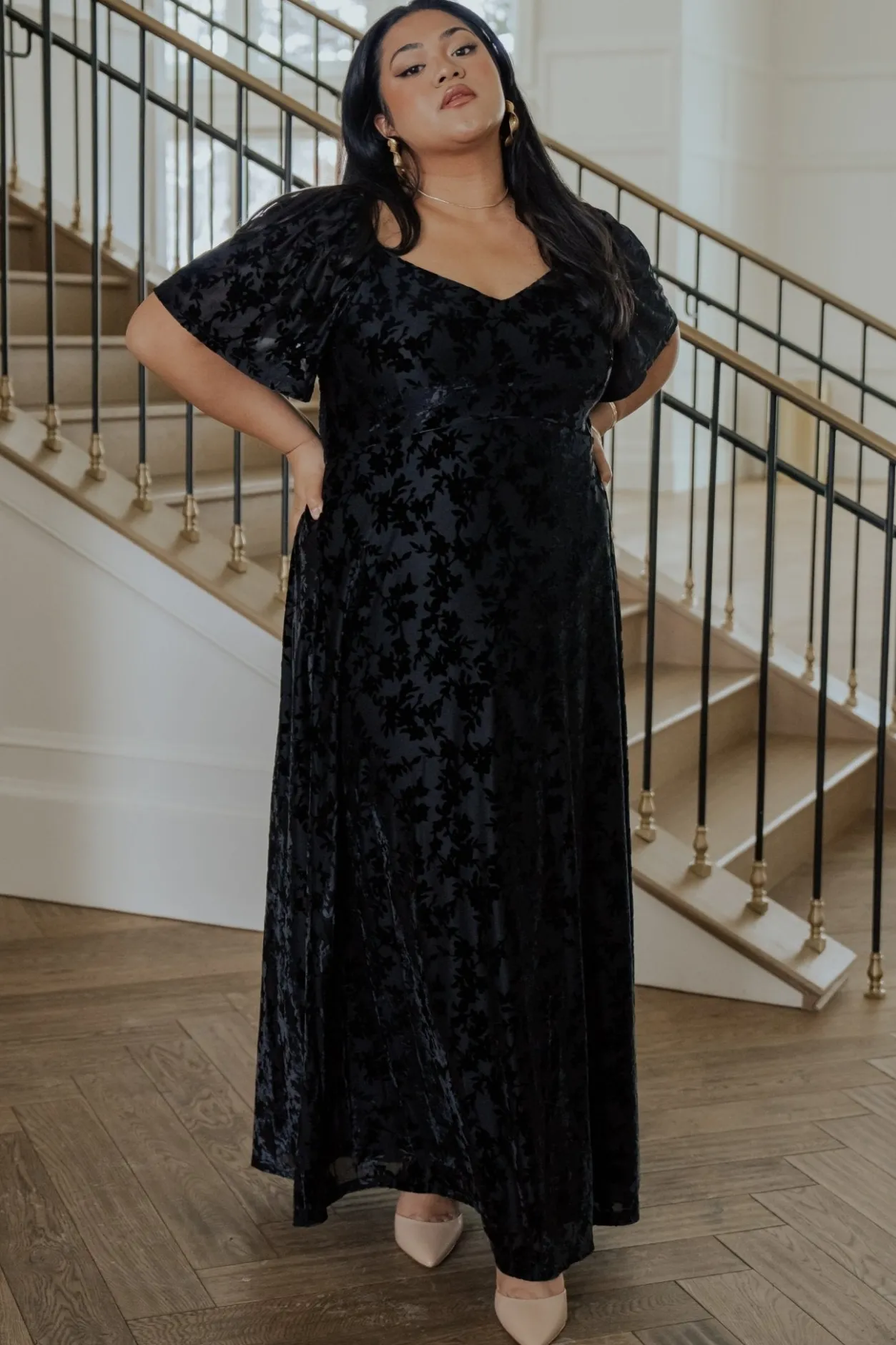 Clearance Baltic Born Everley Velvet Maxi Dress | Black