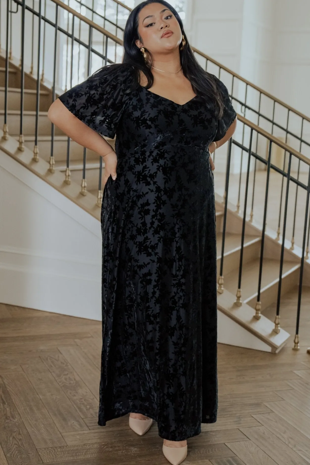 Clearance Baltic Born Everley Velvet Maxi Dress | Black
