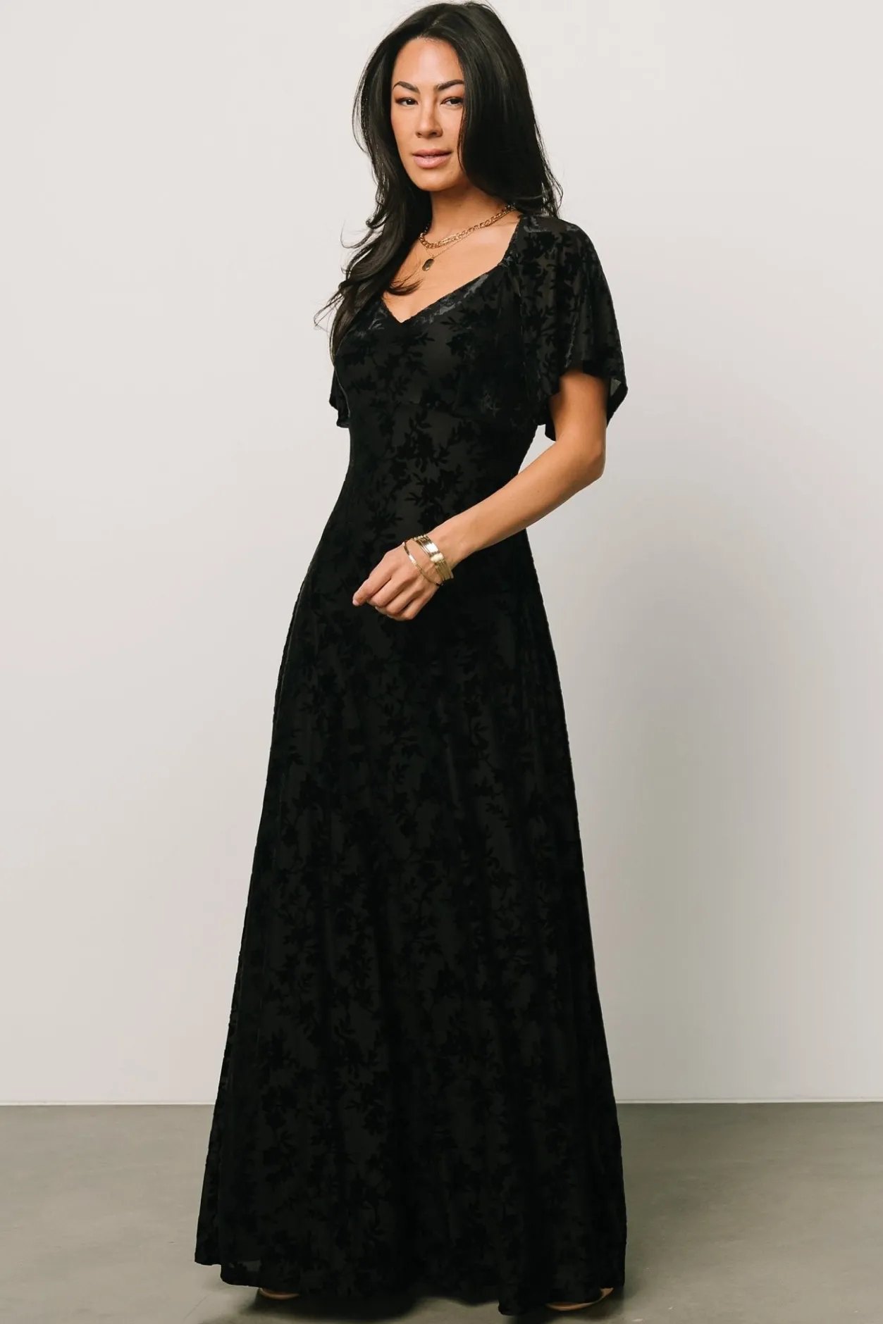 Clearance Baltic Born Everley Velvet Maxi Dress | Black