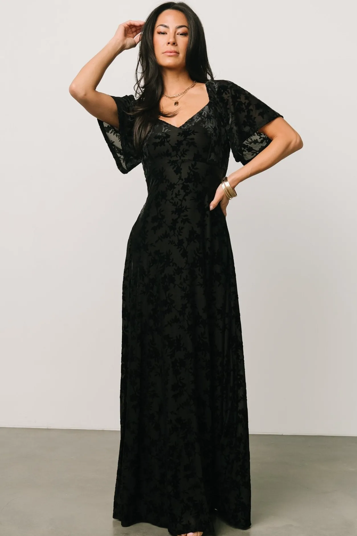 Clearance Baltic Born Everley Velvet Maxi Dress | Black