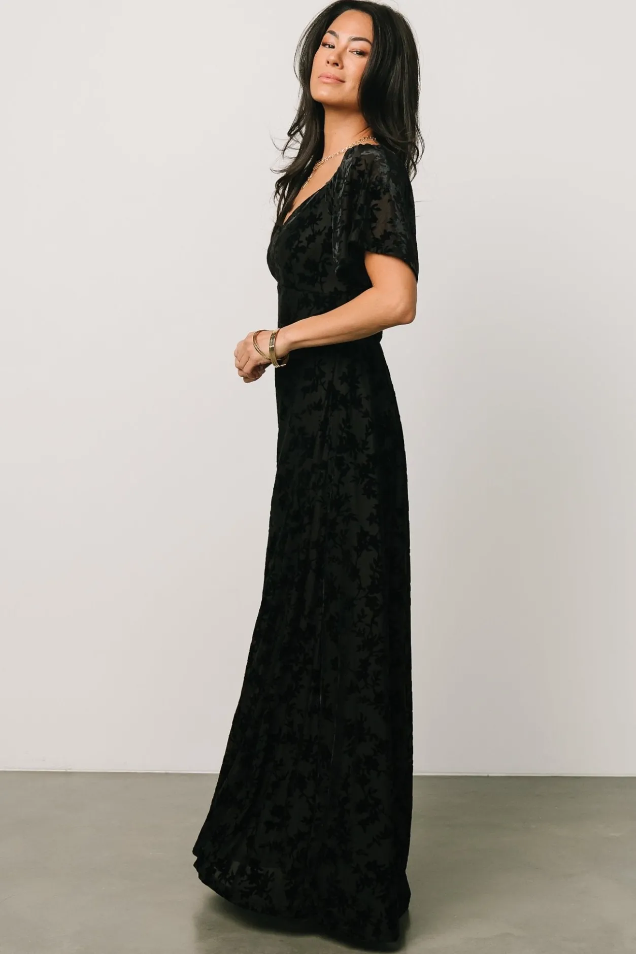 Clearance Baltic Born Everley Velvet Maxi Dress | Black