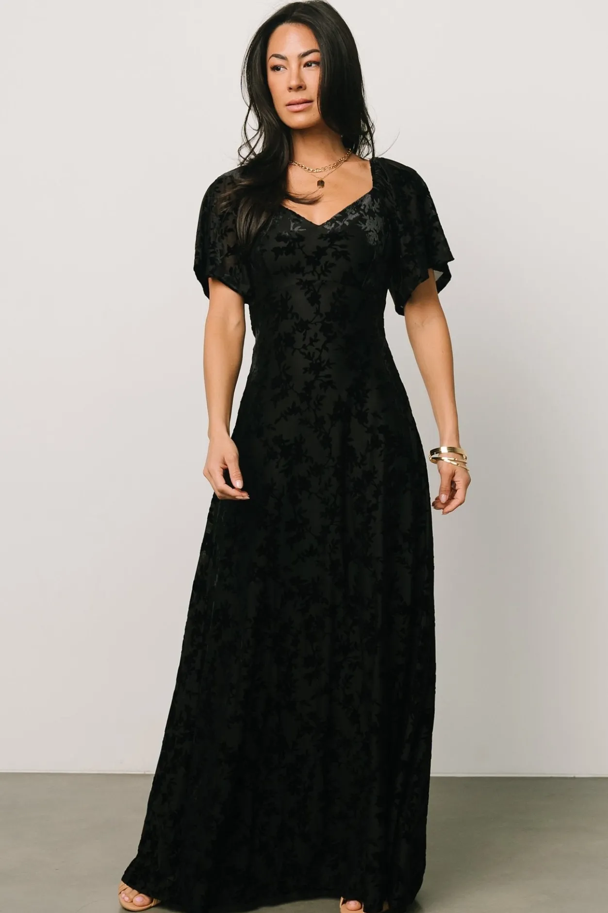Clearance Baltic Born Everley Velvet Maxi Dress | Black