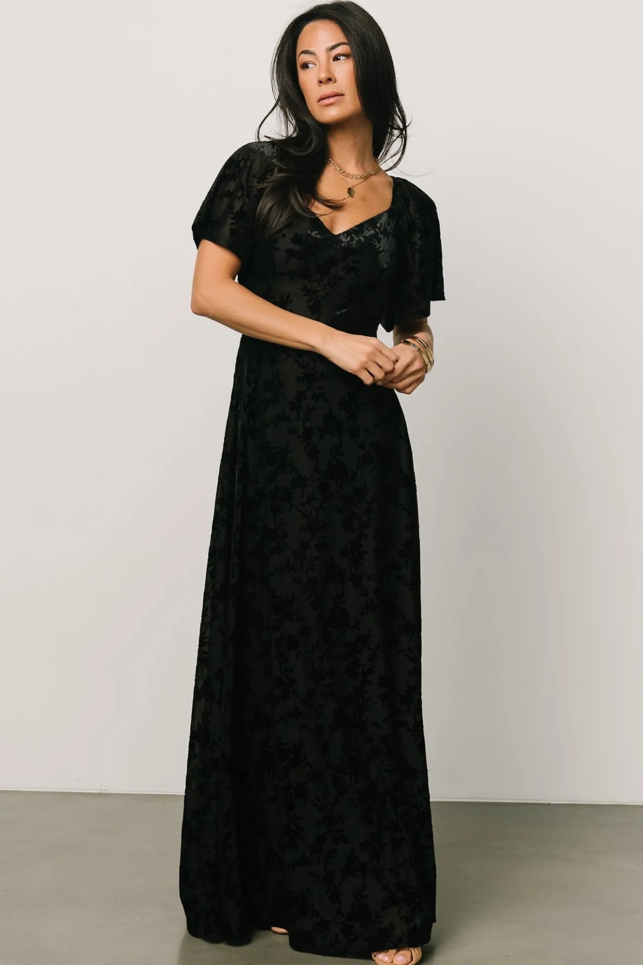 Clearance Baltic Born Everley Velvet Maxi Dress | Black