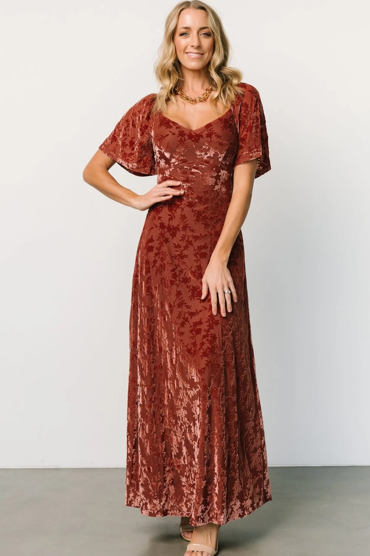Fashion Baltic Born Everley Velvet Maxi Dress | Cinnamon