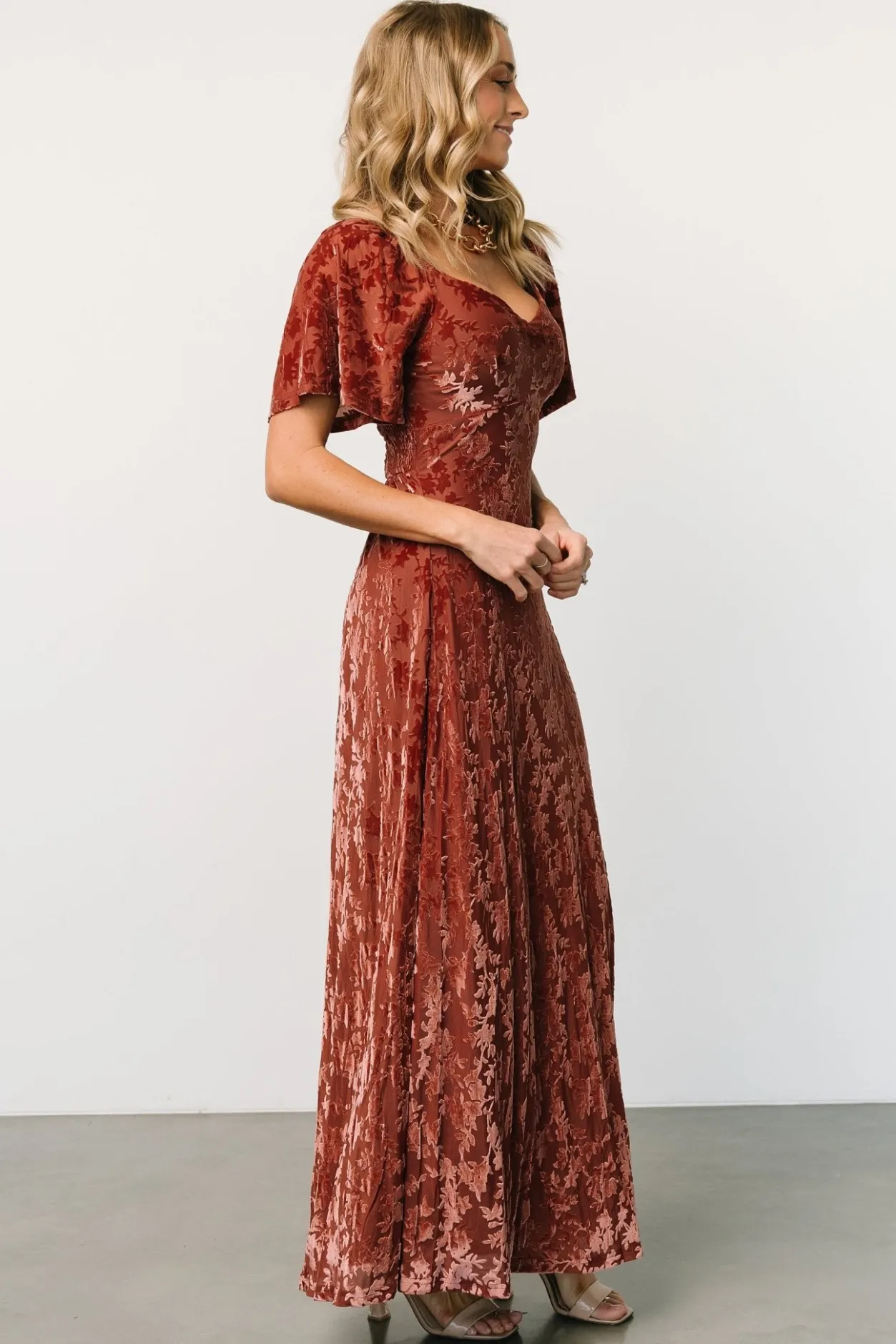 Fashion Baltic Born Everley Velvet Maxi Dress | Cinnamon