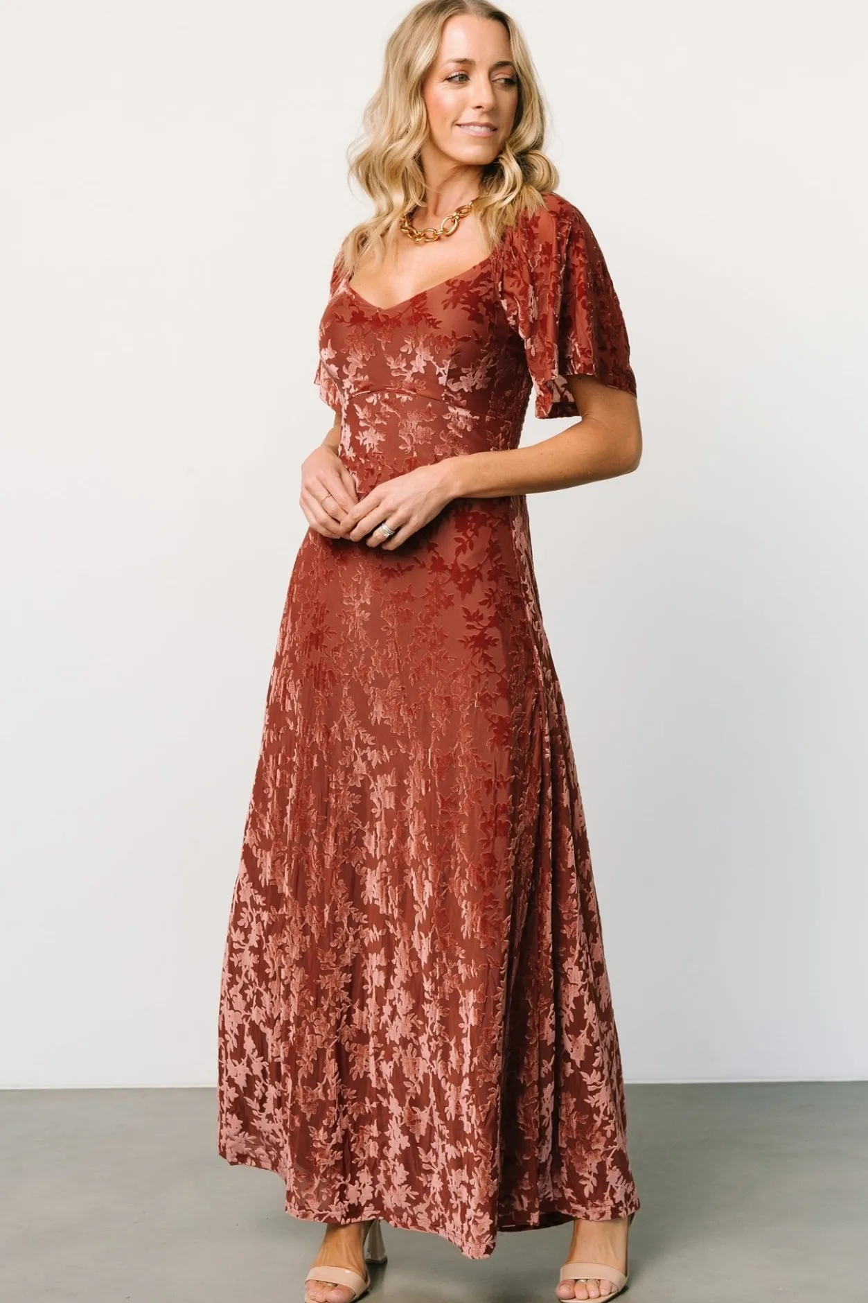 Fashion Baltic Born Everley Velvet Maxi Dress | Cinnamon