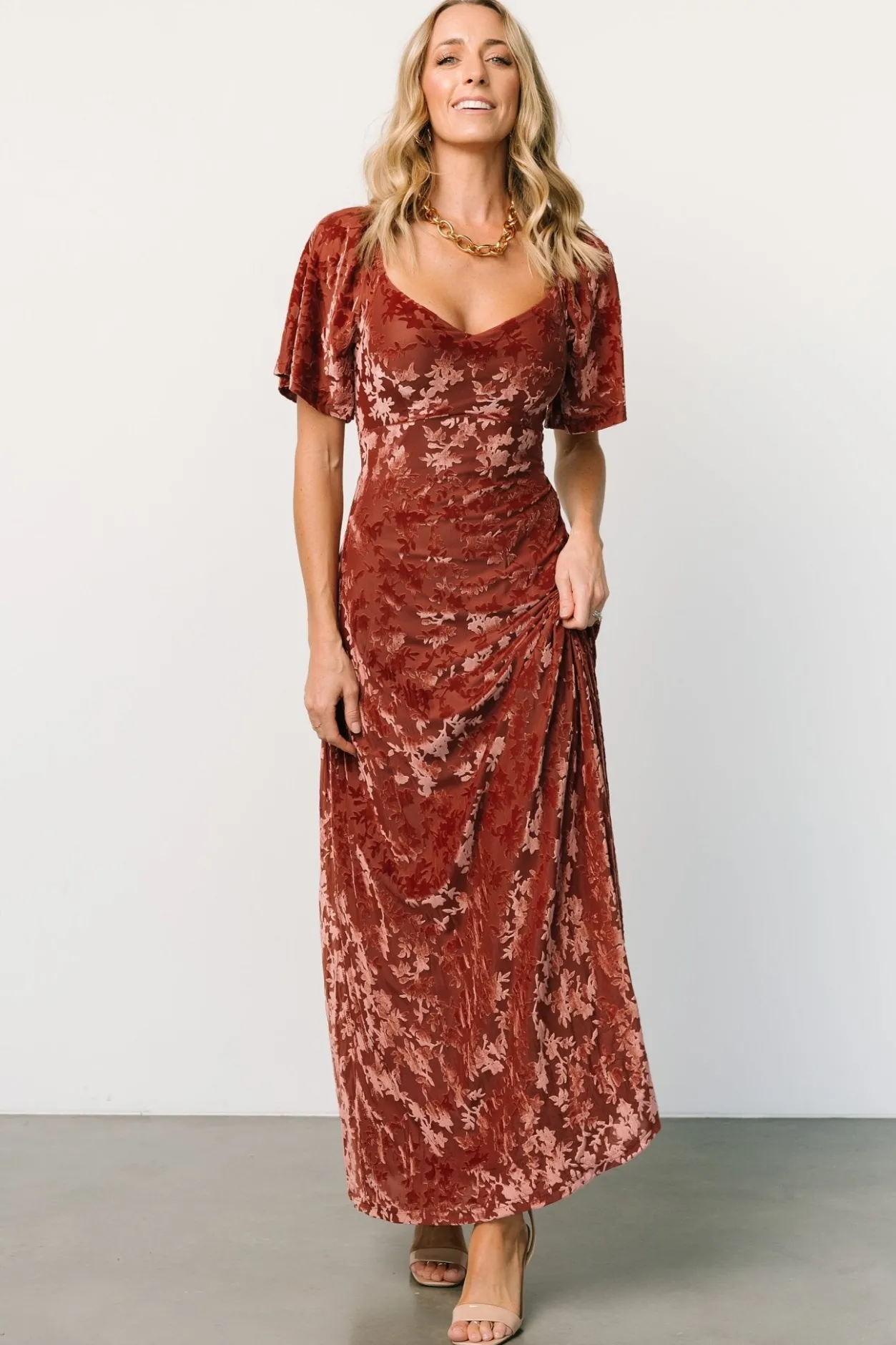 Fashion Baltic Born Everley Velvet Maxi Dress | Cinnamon