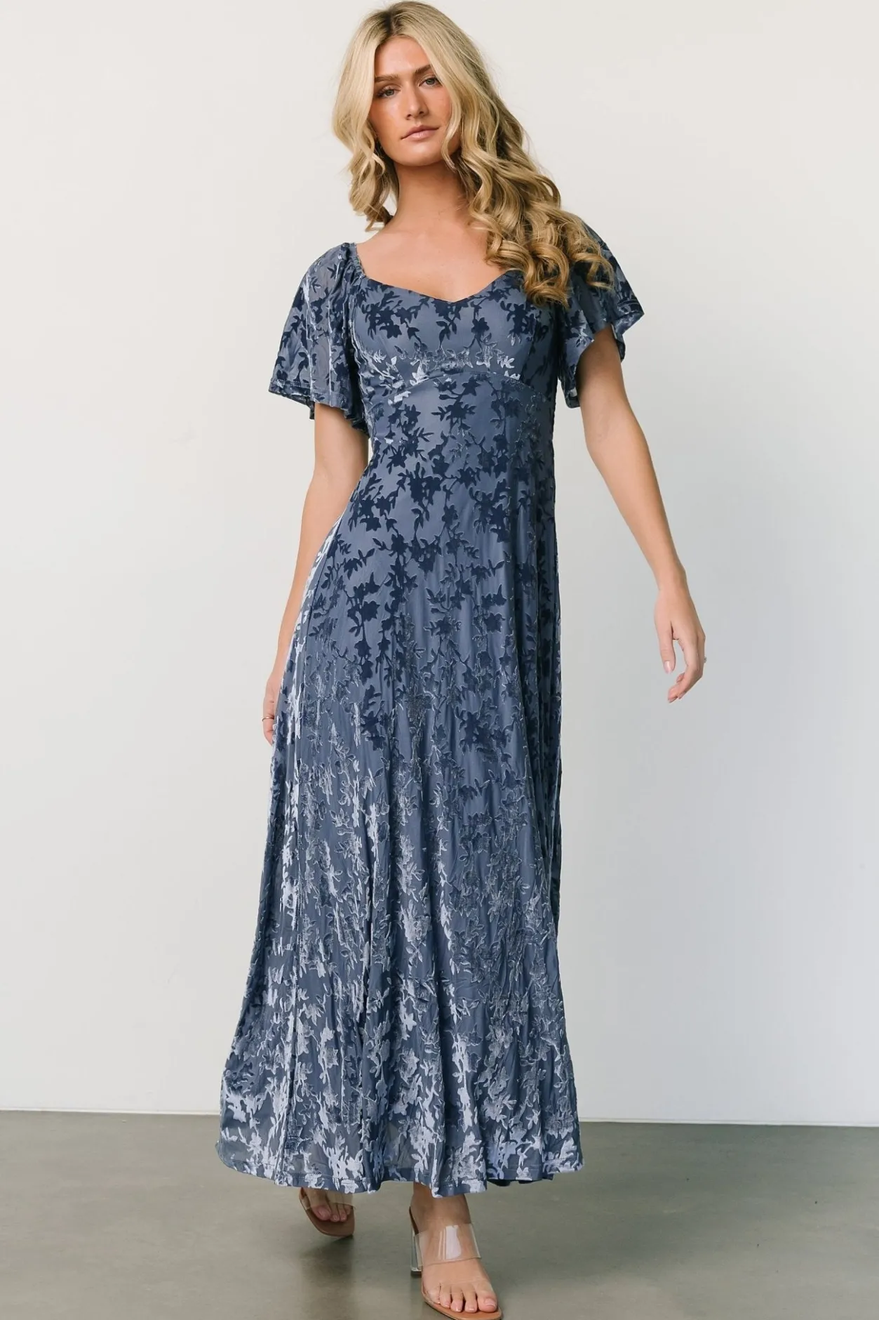 Online Baltic Born Everley Velvet Maxi Dress | Whisper Blue WhisperBlue