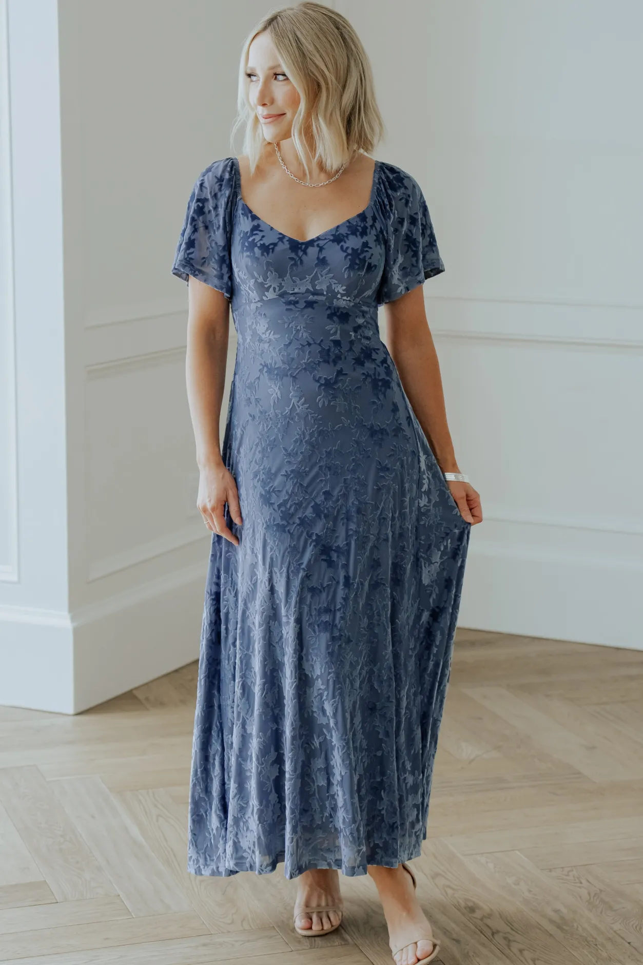 Online Baltic Born Everley Velvet Maxi Dress | Whisper Blue WhisperBlue