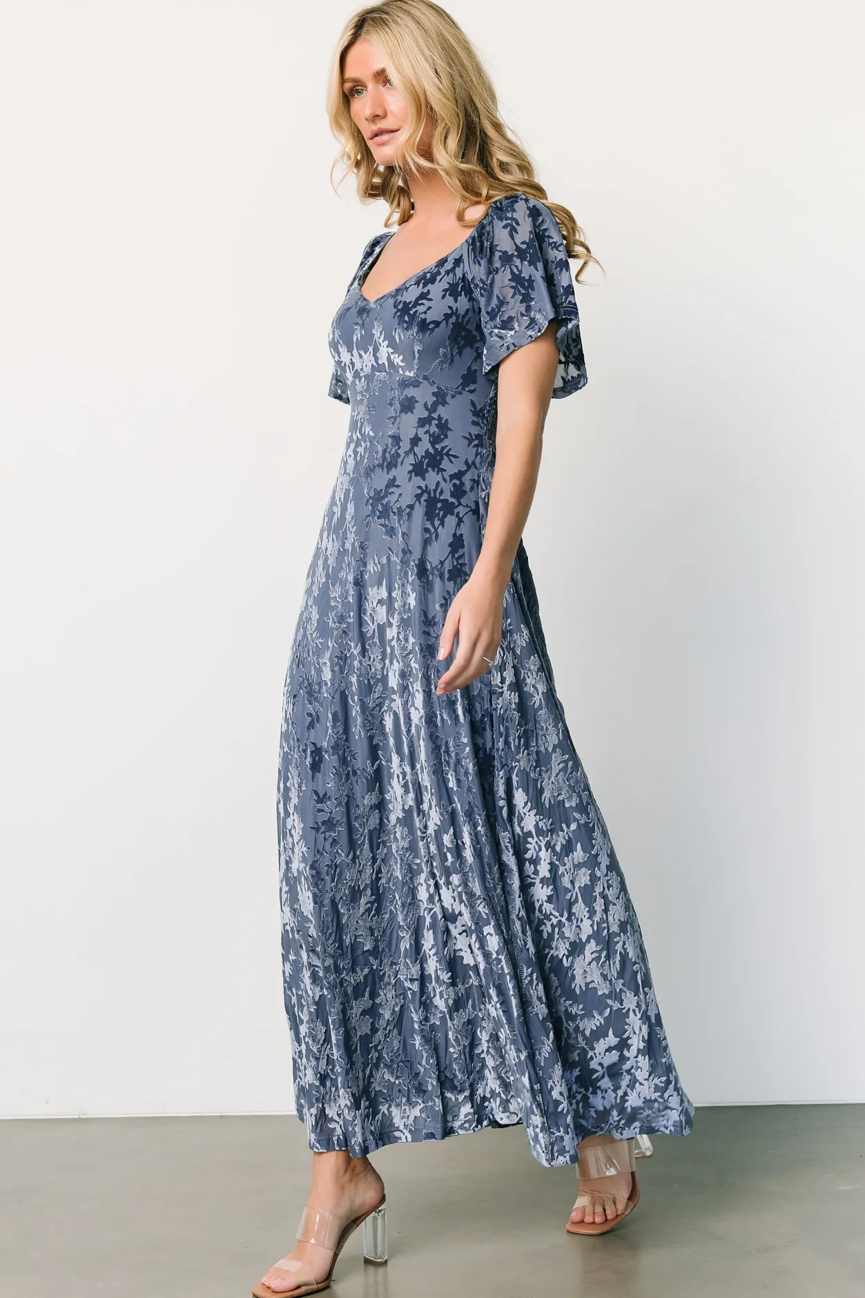 Online Baltic Born Everley Velvet Maxi Dress | Whisper Blue WhisperBlue