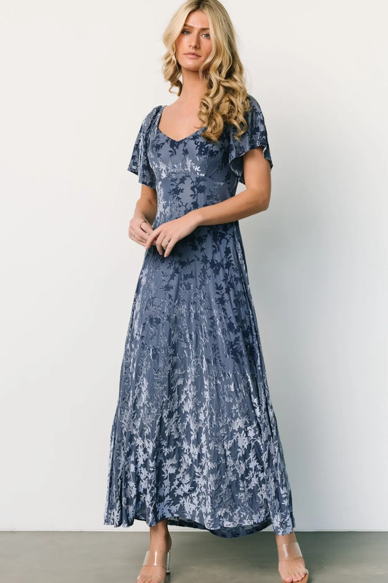 Online Baltic Born Everley Velvet Maxi Dress | Whisper Blue WhisperBlue