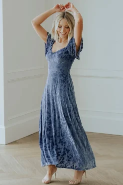 Online Baltic Born Everley Velvet Maxi Dress | Whisper Blue WhisperBlue
