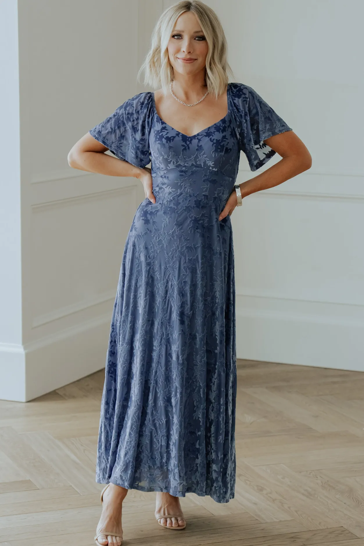 Online Baltic Born Everley Velvet Maxi Dress | Whisper Blue WhisperBlue