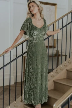 New Baltic Born Everley Velvet Maxi Dress | Dark Sage DarkSage