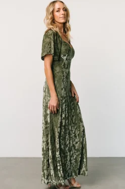 New Baltic Born Everley Velvet Maxi Dress | Dark Sage DarkSage