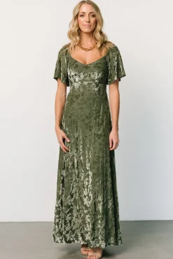 New Baltic Born Everley Velvet Maxi Dress | Dark Sage DarkSage