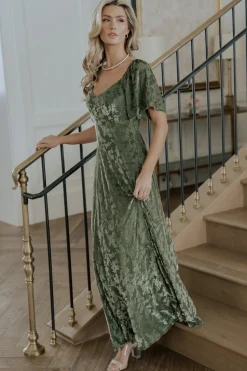 New Baltic Born Everley Velvet Maxi Dress | Dark Sage DarkSage