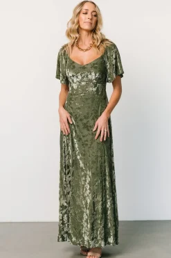 New Baltic Born Everley Velvet Maxi Dress | Dark Sage DarkSage