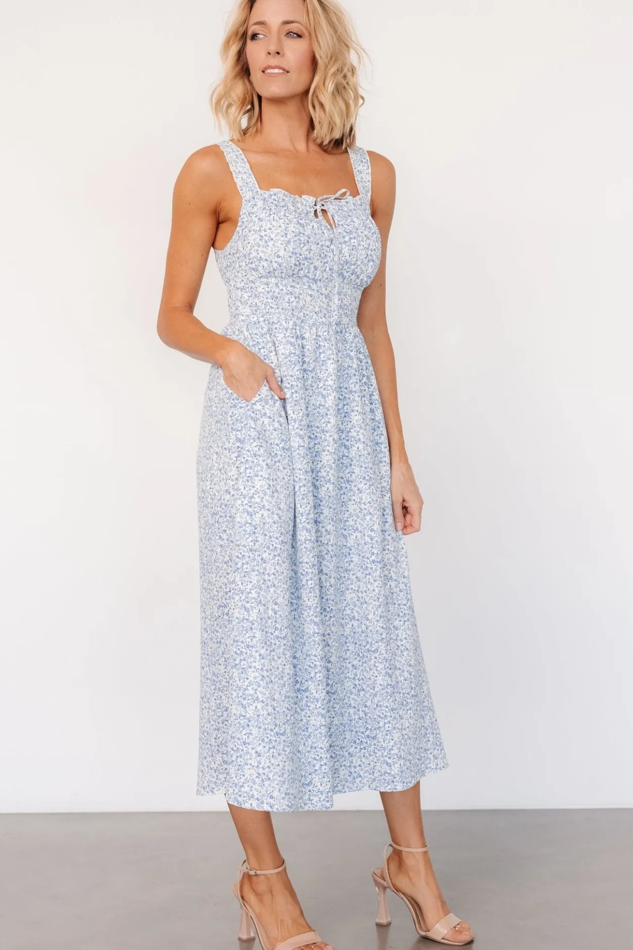 Clearance Baltic Born Evonne Midi Dress | Blue Floral BlueFloral
