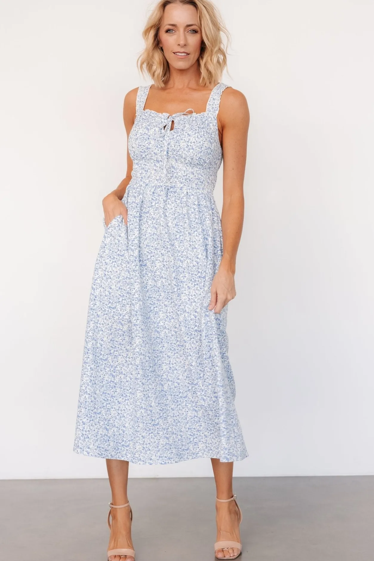 Clearance Baltic Born Evonne Midi Dress | Blue Floral BlueFloral