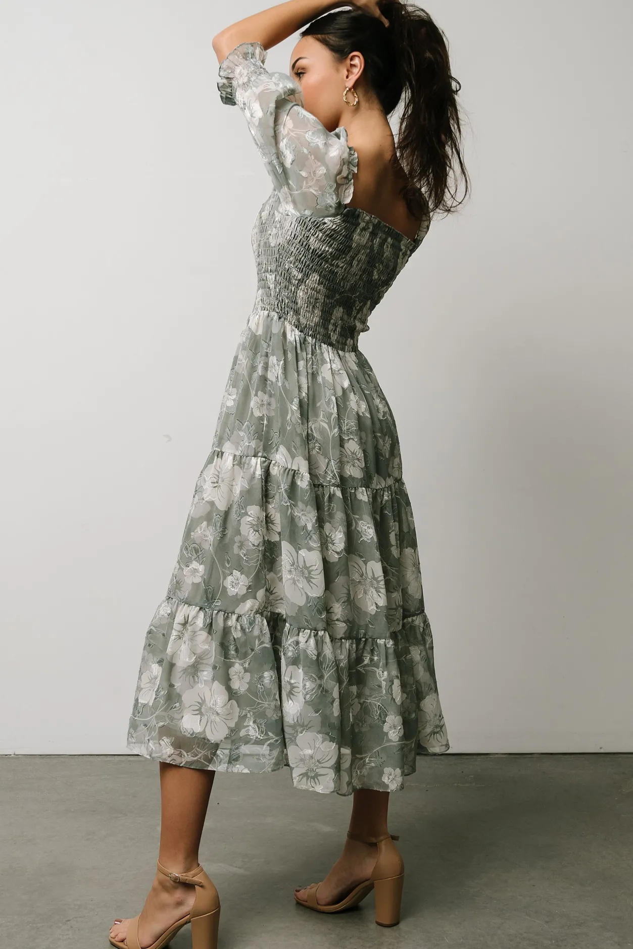 Outlet Baltic Born Fabian Jacquard Midi Dress | Dusty Sage DustySage