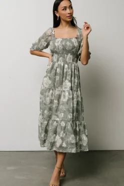 Outlet Baltic Born Fabian Jacquard Midi Dress | Dusty Sage DustySage