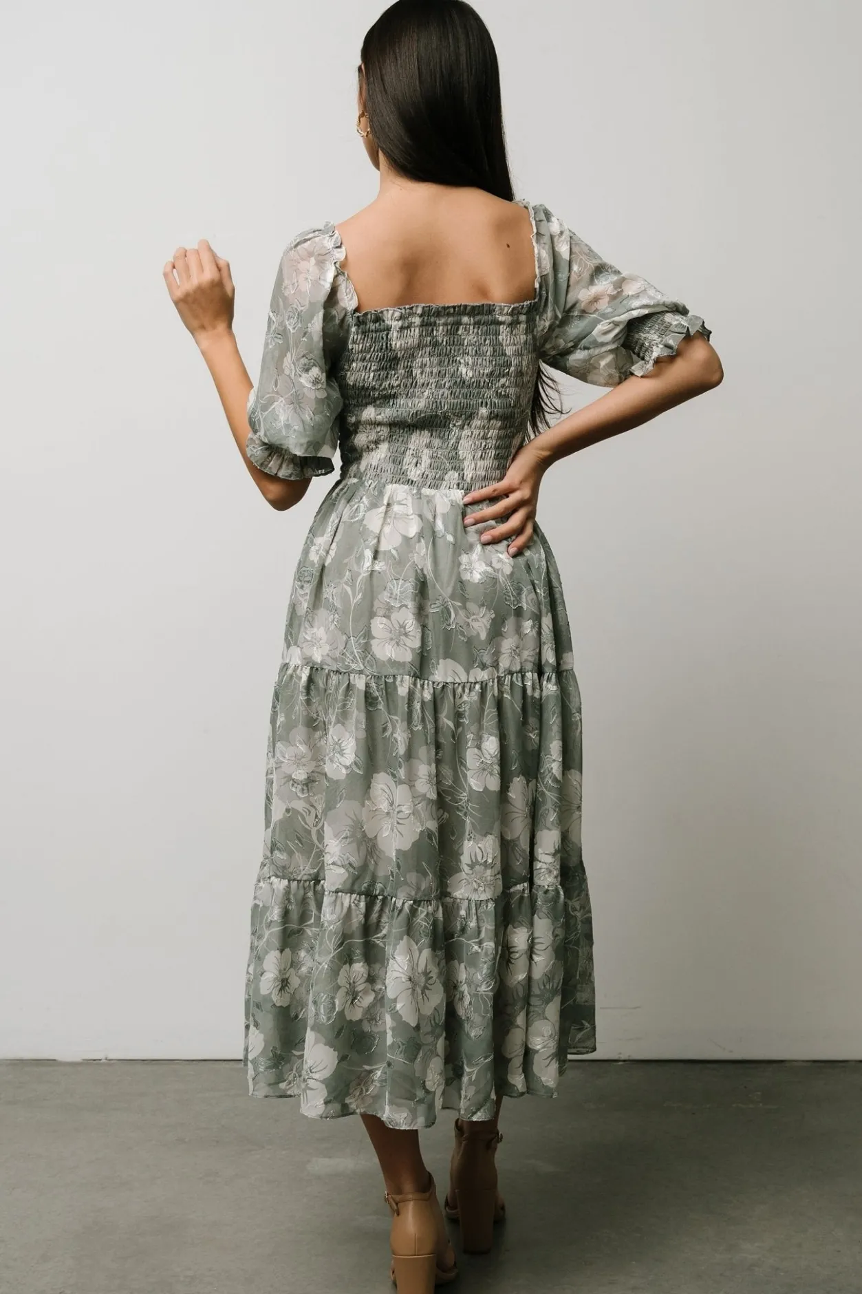 Outlet Baltic Born Fabian Jacquard Midi Dress | Dusty Sage DustySage