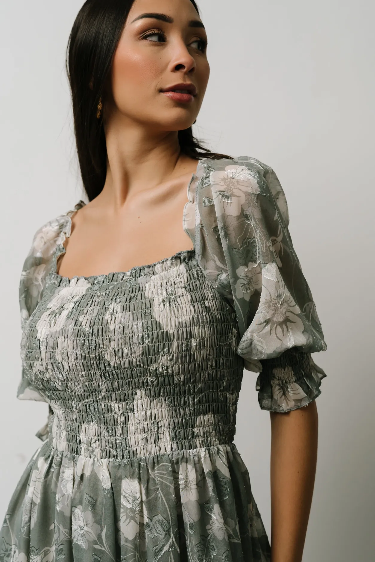 Outlet Baltic Born Fabian Jacquard Midi Dress | Dusty Sage DustySage