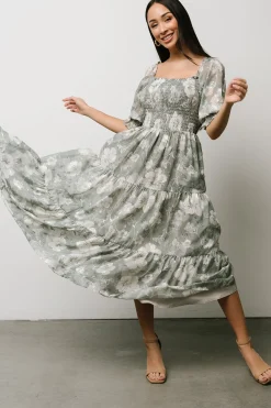 Outlet Baltic Born Fabian Jacquard Midi Dress | Dusty Sage DustySage