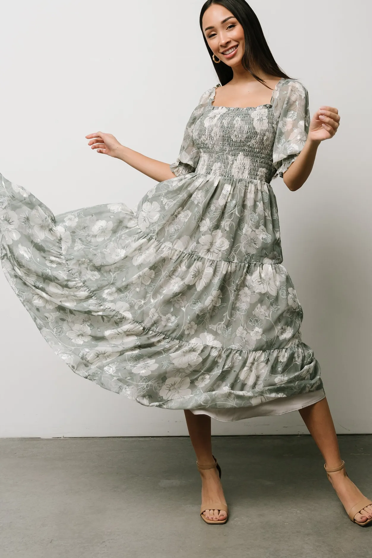Outlet Baltic Born Fabian Jacquard Midi Dress | Dusty Sage DustySage