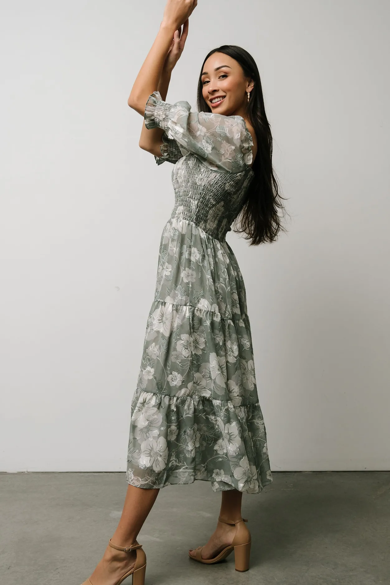Outlet Baltic Born Fabian Jacquard Midi Dress | Dusty Sage DustySage