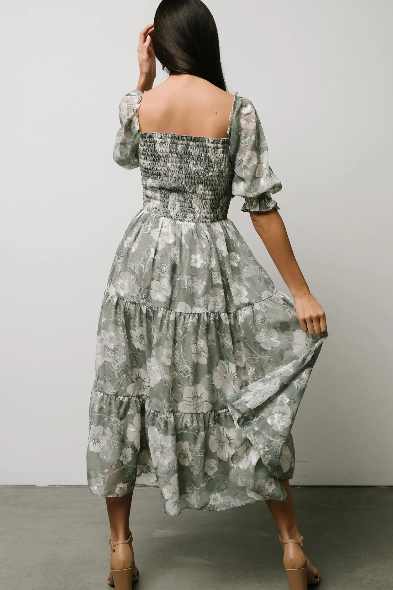 Outlet Baltic Born Fabian Jacquard Midi Dress | Dusty Sage DustySage