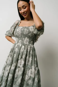 Outlet Baltic Born Fabian Jacquard Midi Dress | Dusty Sage DustySage