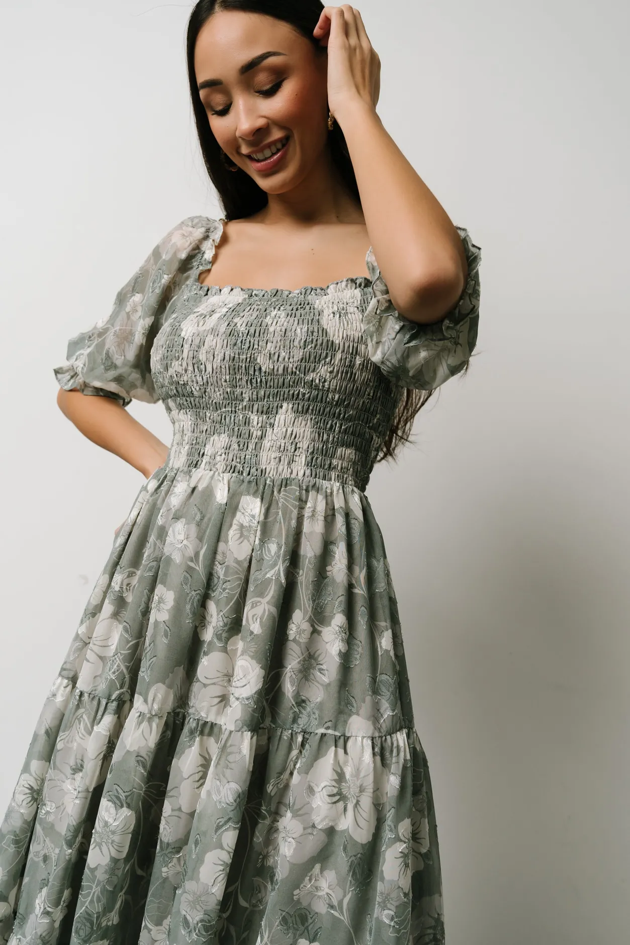 Outlet Baltic Born Fabian Jacquard Midi Dress | Dusty Sage DustySage