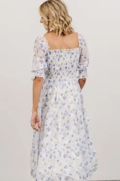 Hot Baltic Born Fabian Jacquard Midi Dress | Blue Floral BlueFloral