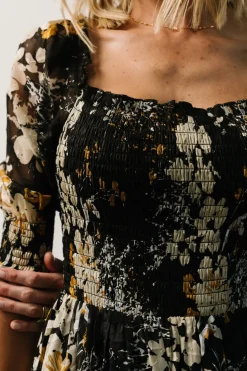 Sale Baltic Born Fabian Jacquard Midi Dress | Black Floral BlackFloral