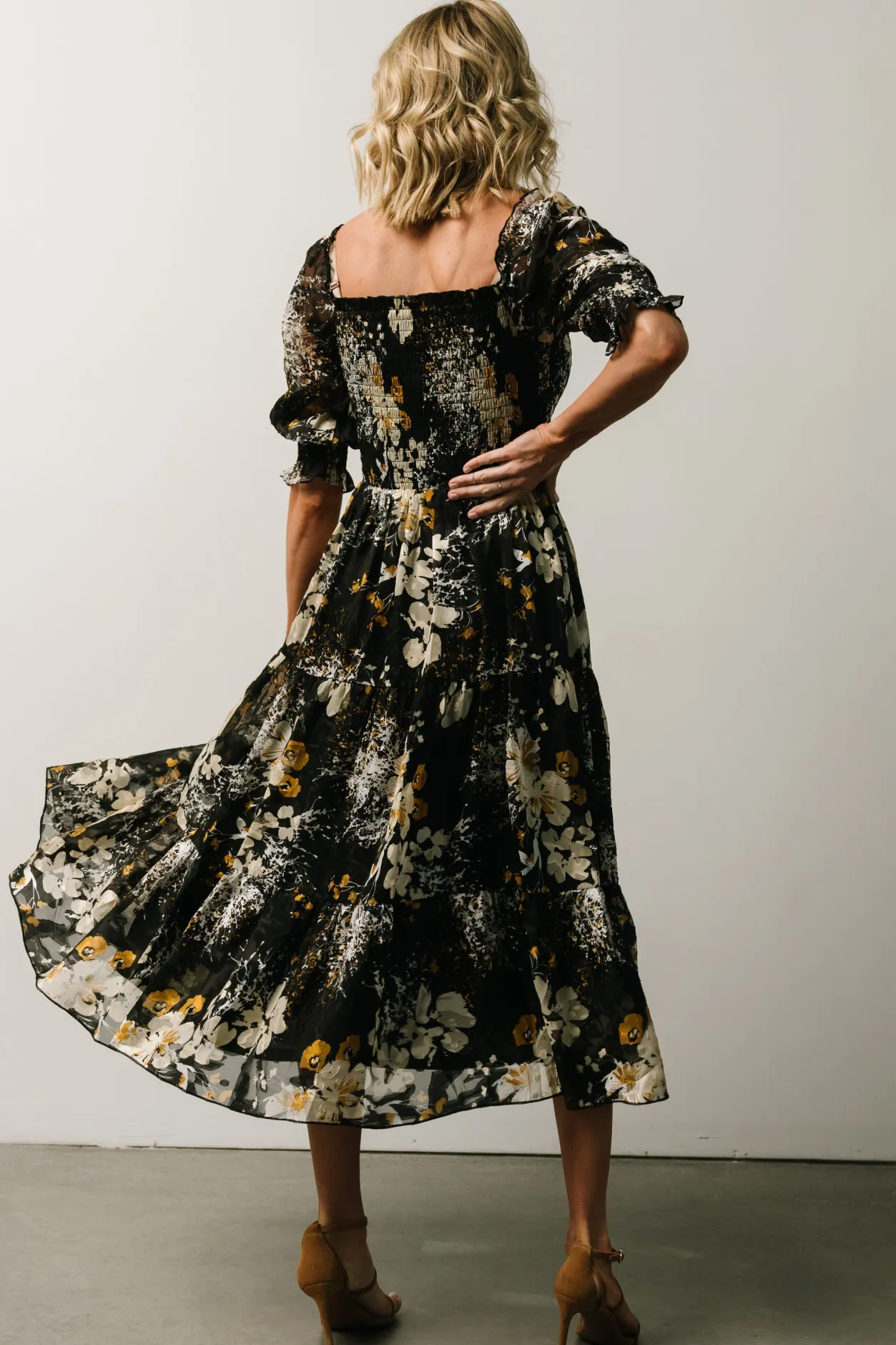 Sale Baltic Born Fabian Jacquard Midi Dress | Black Floral BlackFloral