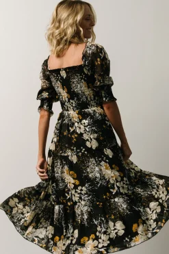 Sale Baltic Born Fabian Jacquard Midi Dress | Black Floral BlackFloral