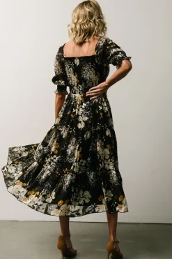 Sale Baltic Born Fabian Jacquard Midi Dress | Black Floral BlackFloral