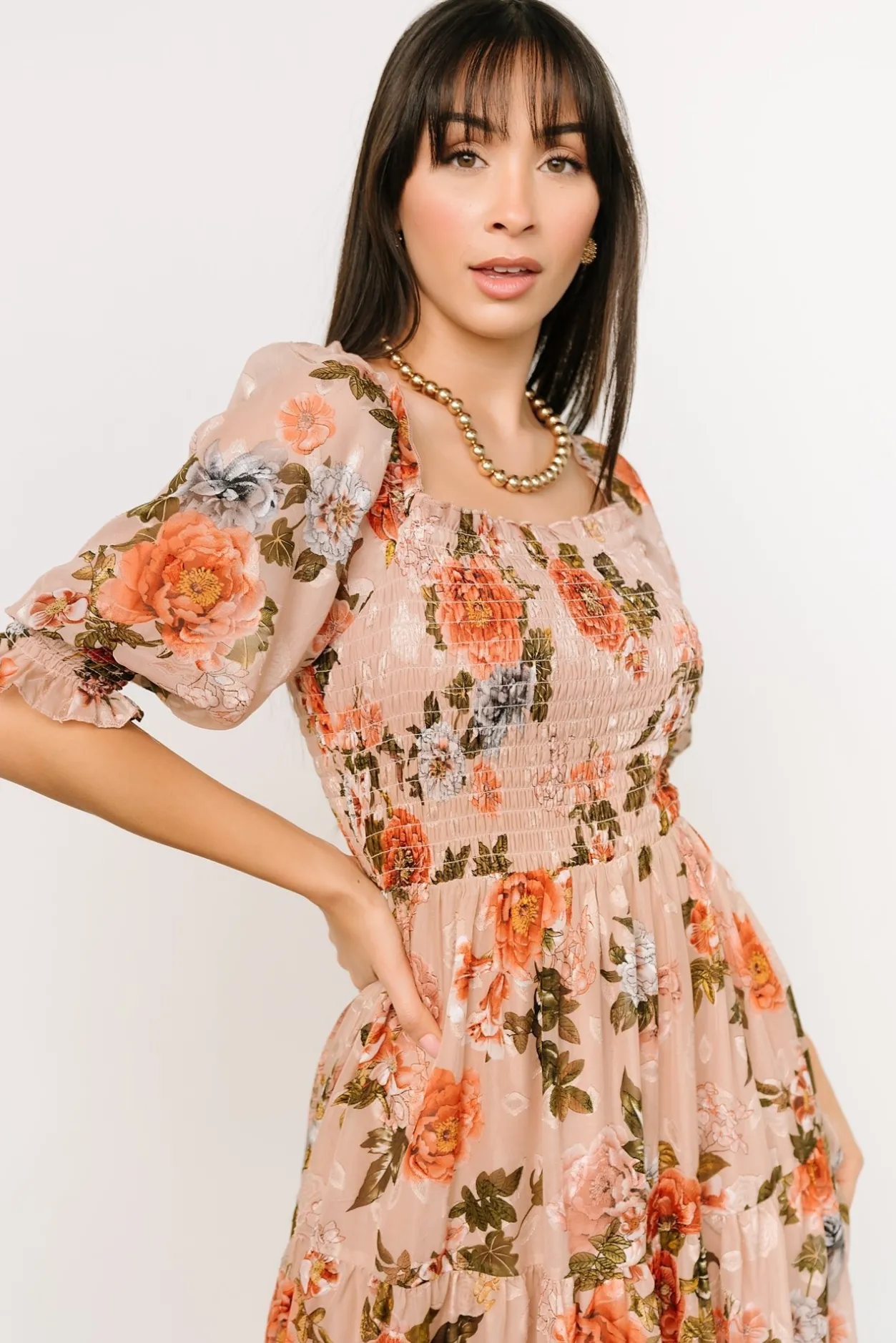 Online Baltic Born Fabian Jacquard Midi Dress | Dusty Mauve Multi DustyMauveMulti